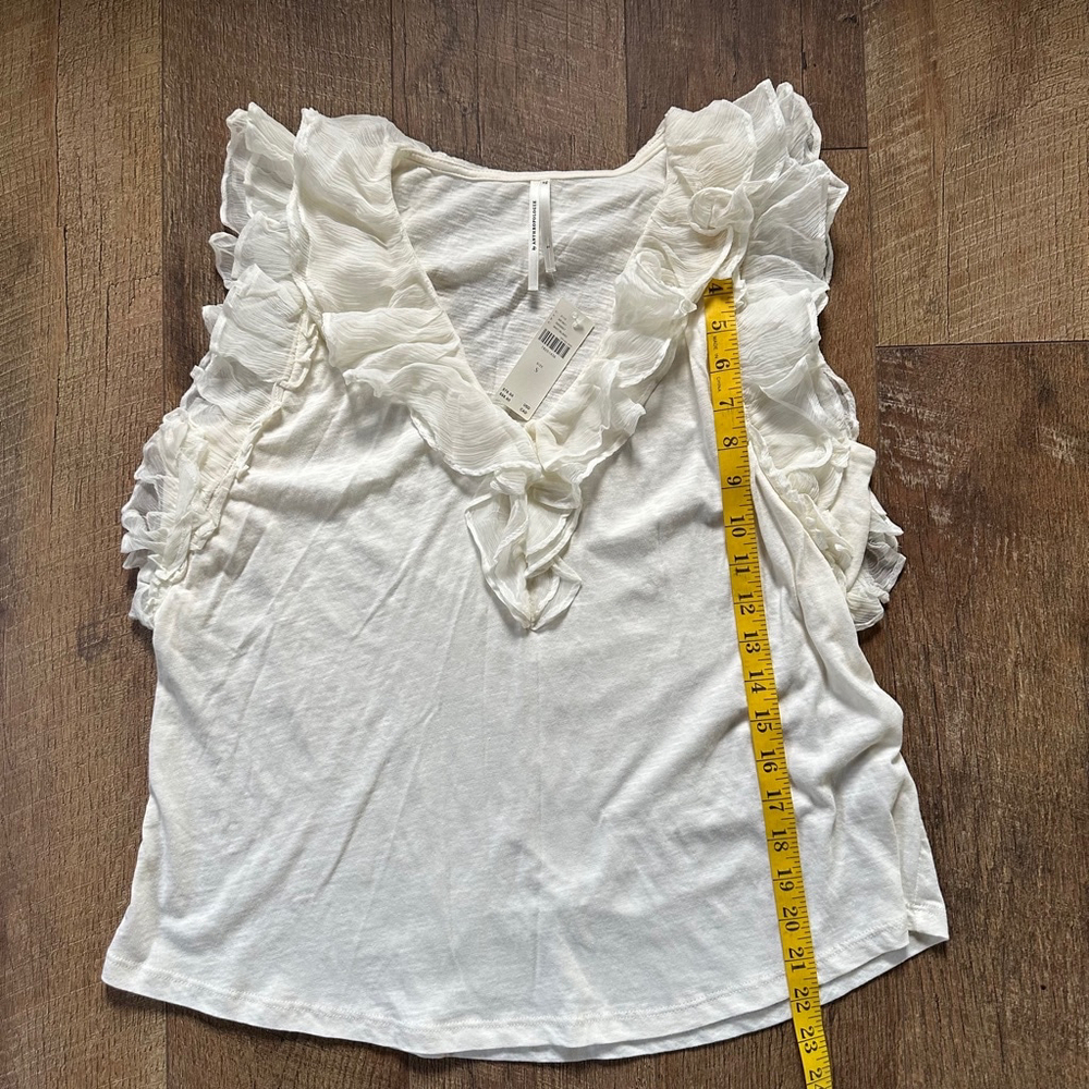 Anthropologie Cream Ruffle Tank Top - Picture 7 of 7
